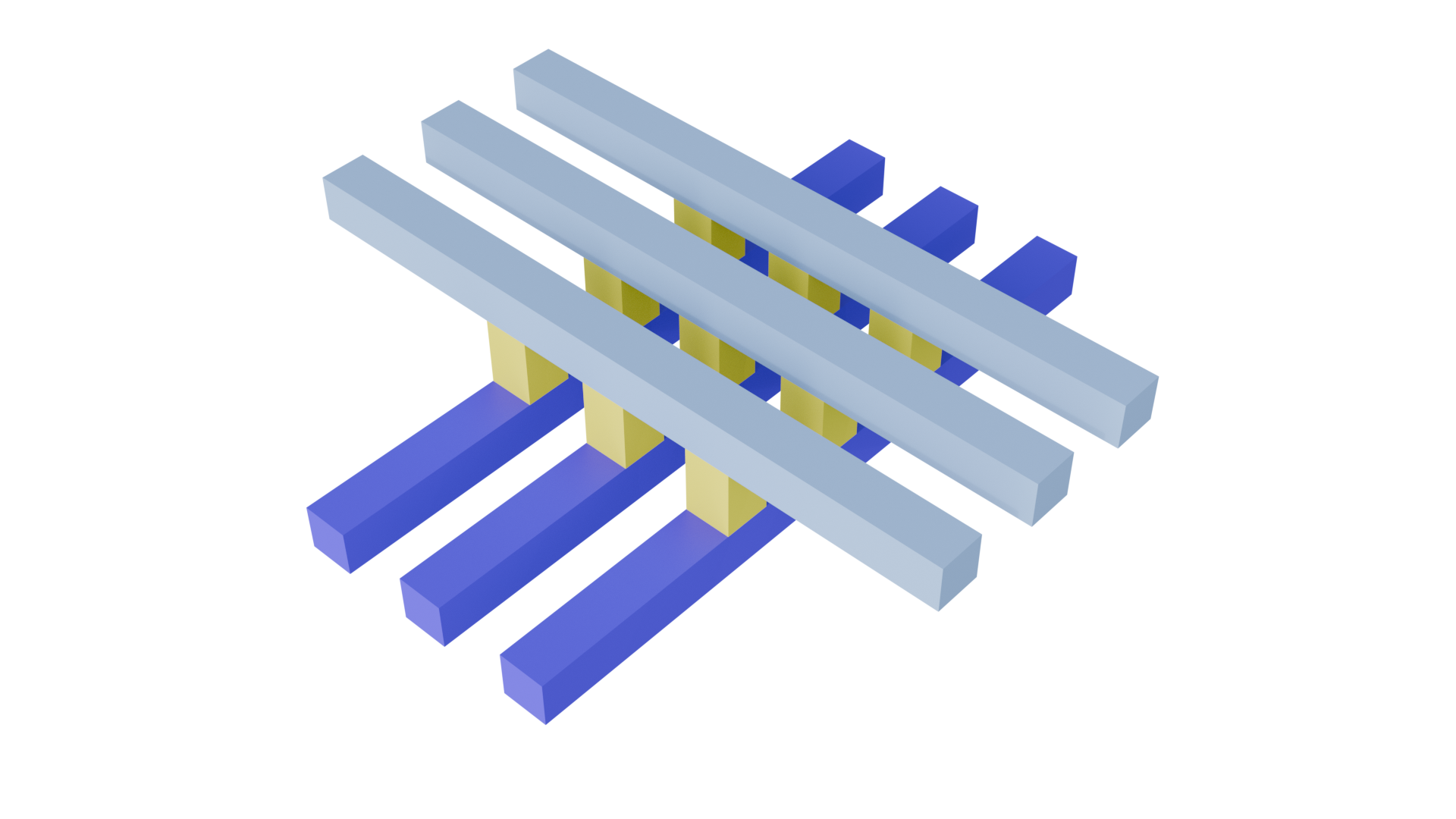 3D rendering of analog crossbar array